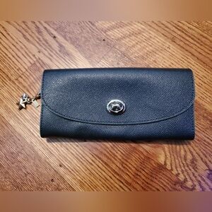Coach Textured Wallet with Star Charm Navy